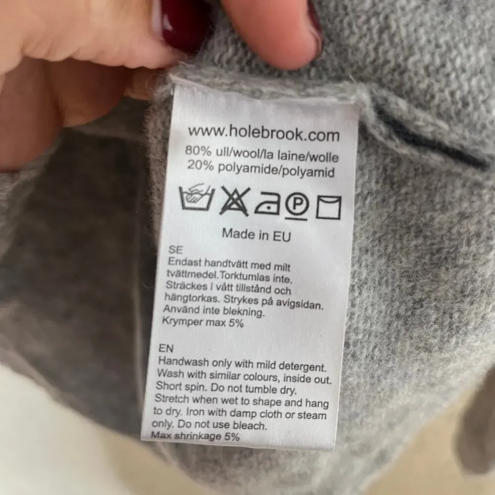 Holebrook Sweden Women's Gray Wool Blend Mock Neck Sweater Size Small